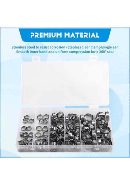 130 Adet Hortum Kelepçeleri Tek Kulaklı Kademesiz 5.8-21MM Paslanmaz Çelik Hortum Kelepçeleri Sızdırmazlık Için Cinch Kelepçe Halkaları Hortum Çeşitleri (Yurt Dışından)
