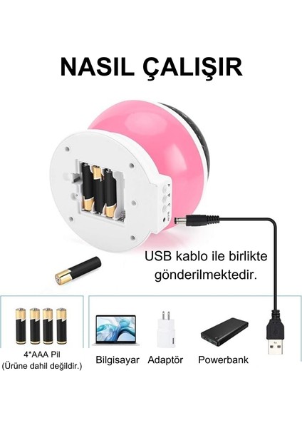 Ay ve Yıldızlı Gökyüzü Yansıtmalı Dönen Projeksiyon Gece Lambası- Çocuk Bebek Odası Pembe fiyatları