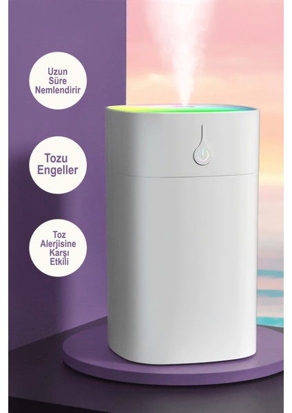 400 ml Ultrasonik Hava Nemlendirici ve Aroma Difüzörü- LED Işıklı Buhar Makinesi