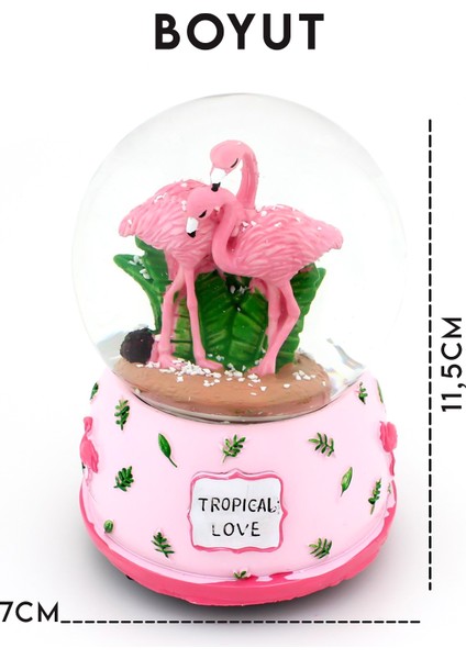Renk Değiştiren Işıklı ve Müzikli Romantik Flamingo Kar Küresi- Dekoratif Hediye fiyatları