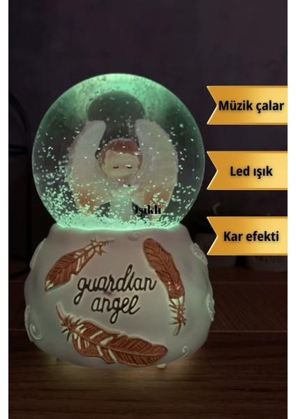 Guardian Angel Kar Küresi- Müzikli LED Işıklı Dekoratif Melek Biblo, Hediye ve Gece Lambası fırsatları