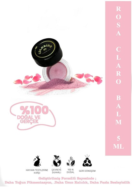 Colorido Bálsamo Rosa Claro Nemlendirici Antioksidan Işıltı Veren E-Vitamin Krem Balm(Ruj,far,allık)