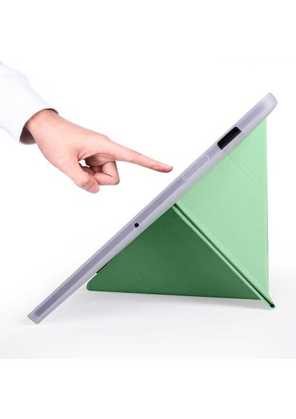 Samsung Galaxy Tab S7 T870 Kılıf Uyumlu Zore Tri Folding Kalem Bölmeli Standlı Kılıf-Mavi