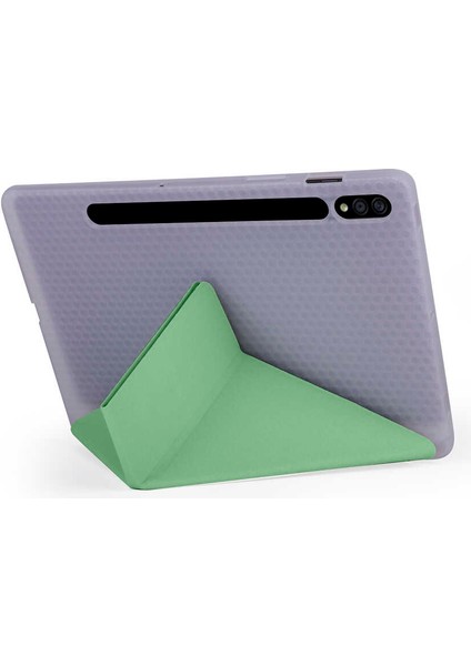 Samsung Galaxy Tab S7 T870 Kılıf Uyumlu Zore Tri Folding Kalem Bölmeli Standlı Kılıf-Mavi
