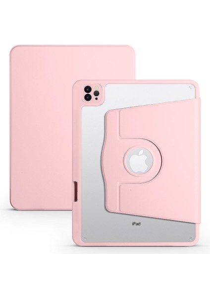 Apple iPad Air 11 2025 M3 Kılıf Zore Termik Kalem Bölmeli Dönebilen Standlı Kılıf - Pembe