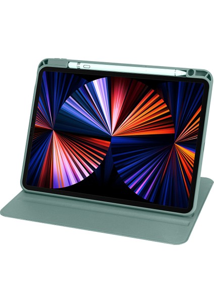Apple iPad Air 11 2025 M3 Kılıf Zore Termik Kalem Bölmeli Dönebilen Standlı Kılıf - Pembe
