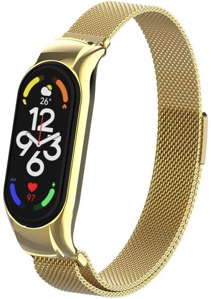 Xiaomi Mi Band 7 Uyumlu Krd-01 Metal Kordon Zore - Gold