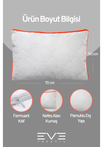 6 Adet Klimax Turuncu Serisi Kılıflı Fermuarlı Klimali Antialerjik Silikon Nano Elyaf Yastık 50 x 70 cm modelleri