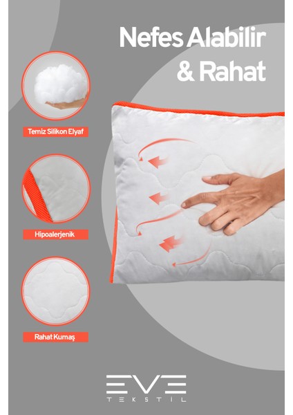 6 Adet Klimax Turuncu Serisi Kılıflı Fermuarlı Klimali Antialerjik Silikon Nano Elyaf Yastık 50 x 70 cm fırsatları