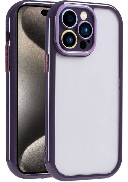 Apple iPhone 15 Pro Max Kılıf Kamera Korumalı Renkli Kenar ve Çerçeve Tasarımlı Ardx Vitamin Kapak-Derin Mor