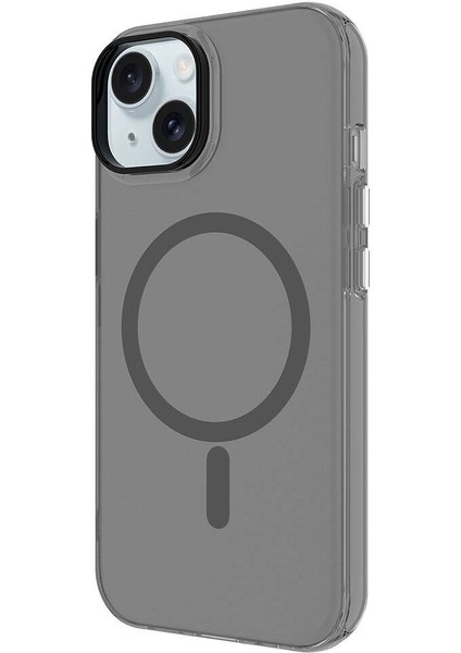 Apple iPhone 15 Plus Kılıf Ardx Magsafe Şarj Özellikli Buzlu Transparan C-Pro Sert Kapak-Pembe