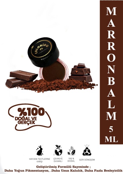 Colorido Bálsamo Marron Nemlendirici Antioksidan Işıltı Veren E-Vitaminli Krem Balm (Ruj,far,allık)
