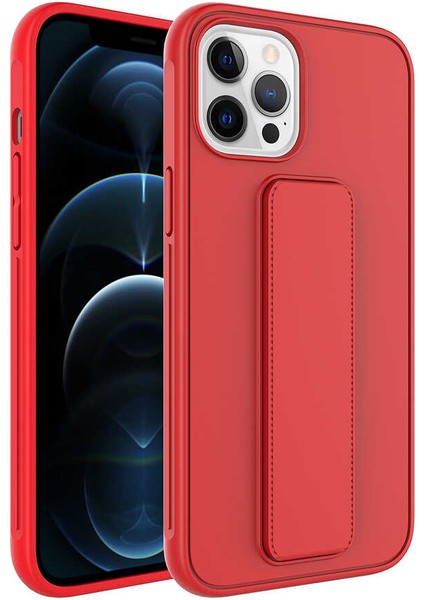 Apple iPhone 12 Pro Max Uyumlu Ardx Qstand Kapak-Kırmızı
