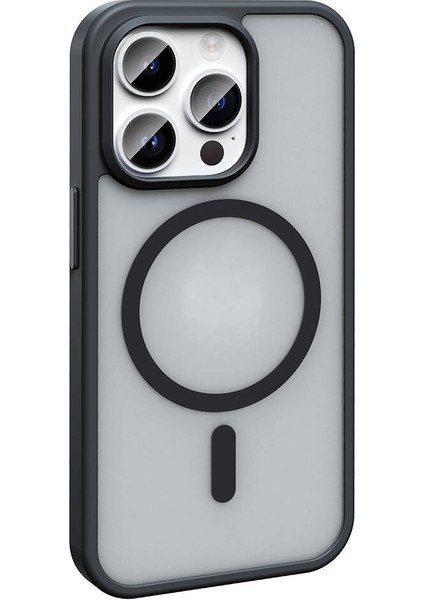 Apple iPhone 14 Pro Max Kılıf Magsafe Şarj Özellikli Mat Arka Yüzey Ardx Sio Kapak-Gri
