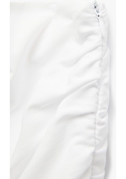 Straplez Yaka Volanlı Pamuklu Crop Bluz fırsatları
