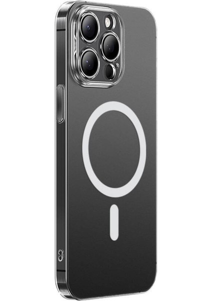 Apple iPhone 15 Pro Max Kılıf Magsafe Şarj Özellikli Toz Önleyici Ardx Helo Kapak-Şeffaf