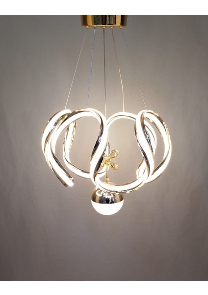 3 Renk Büyük Tek Top LED Avize