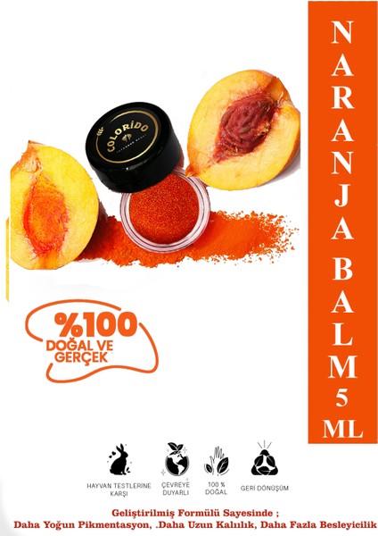 Colorido Bálsamo Naranja Nemlendirici Antioksidan Işıltı Veren E-Vitaminli Krem Balm (Ruj,far,allık)