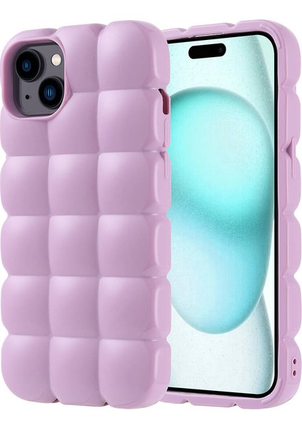 Apple iPhone 15 Plus Kılıf Parlak Esnek Silikon Ardx Dom Dom Kapak-Lila