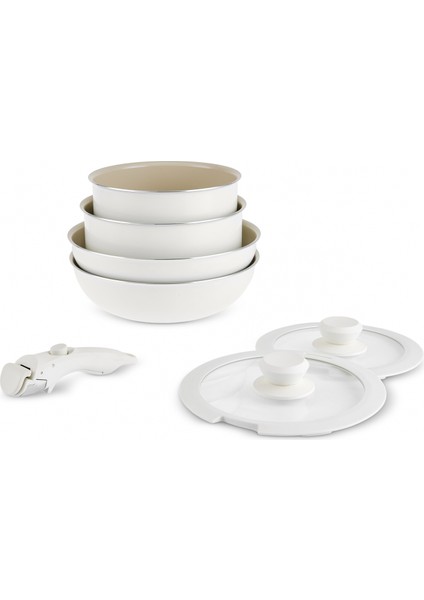 Swiss Crystal Almond Cream Easy Clip 7 Parça Indüksiyon Tabanlı Tencere Seti