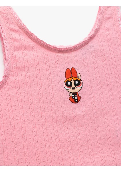 Powerpuff Girls Işlemeli Lisanslı Kolsuz Bisiklet Yaka Atlet