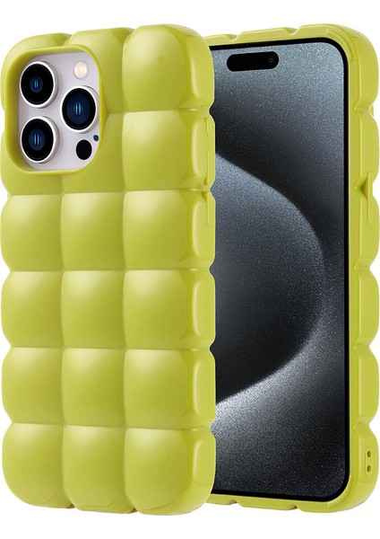 Apple iPhone 15 Pro Max Kılıf Parlak Esnek Silikon Ardx Dom Dom Kapak-Yeşil