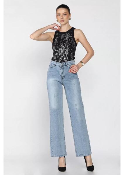 Kadın Bol Paça Jean Kot Pantolon P-00016349 fiyatları