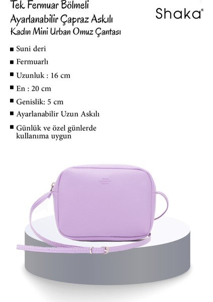 Lila U23 Suni Deri ,tek Bölmeli, Fermuarlı,süet Iç Kumaş, Ayarlanabilir Askılı, Mini Urban Omuz Çantası