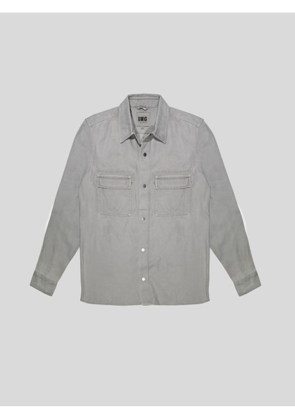 Çıtçıtlı Regular Fit Yıkama Desenli Erkek Gömlek