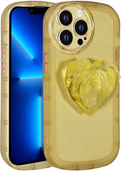 Apple iPhone 13 Pro Max Uyumlu Kamera Korumalı Pop Soketli Renkli Ardx Ofro Kapak-Sarı