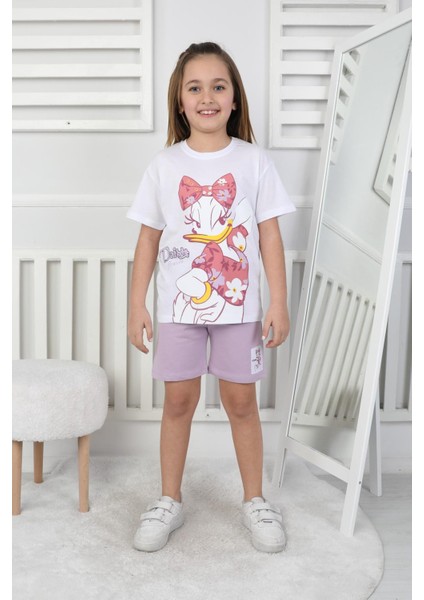 Daisy Baskı Kız Çocuk Şortlu Takım