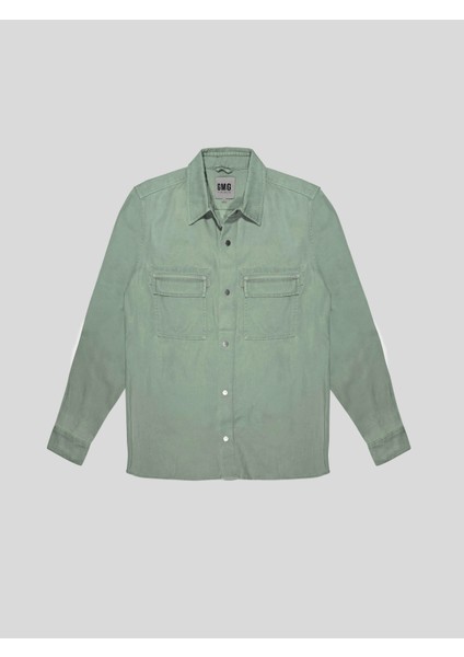 Çıtçıtlı Regular Fit Yıkama Desenli Erkek Gömlek