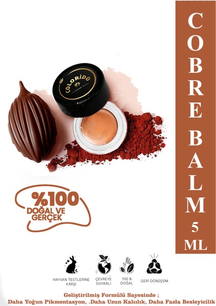 Colorido Bálsamo Cobre Nemlendirici Antioksidan Işıltı Veren E-Vitaminli Krem Balm (Ruj,far,allık)