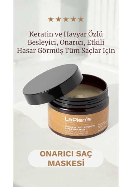 Lapiens Yıpranmış Kuru Saçlar İçin Onarıcı, Bağ Güçlendirici, Besleyici Nemlendirici Saç Maskesi 300 ml
