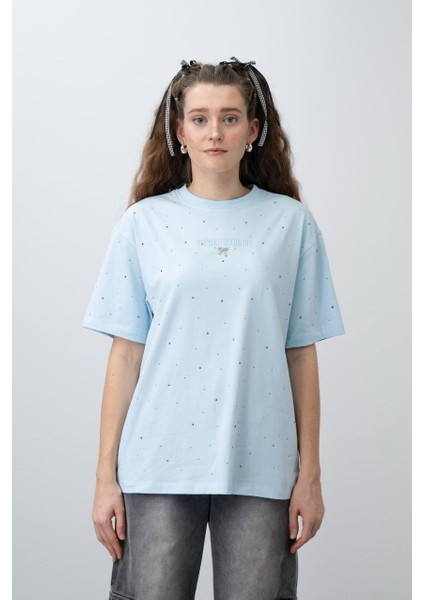Kız Çocuk Taşlı Kurdale Nakışlı Tshirt