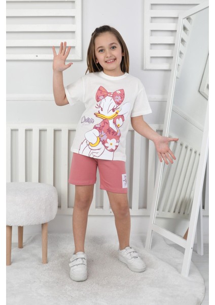 Daisy Baskı Kız Çocuk Şortlu Takım