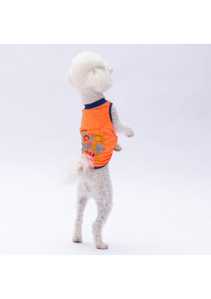 Neon Turuncu Happy Day Kedi Köpek Tişörtü - Kedi Köpek Kıyafeti
