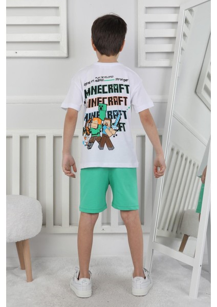 Minecraft Baskı Erkek Çocuk Şortlu Takım