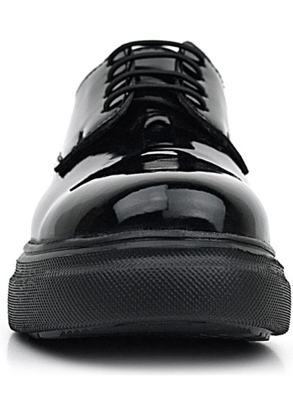 Derby Deri Siyah Rugan Siyah Taban Çocuk Klasik Ayakkabı modelleri