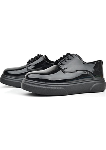 Derby Deri Siyah Rugan Siyah Taban Çocuk Klasik Ayakkabı fırsatları