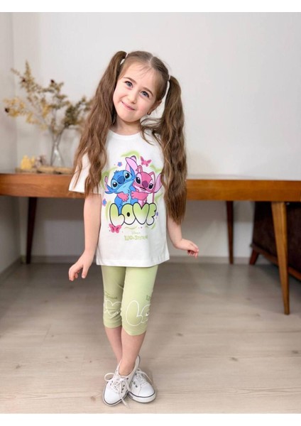 Love Baskılı Kapri Tayt Kız Çocuk Takım Yeşil - 9-10 Yaş fiyatları