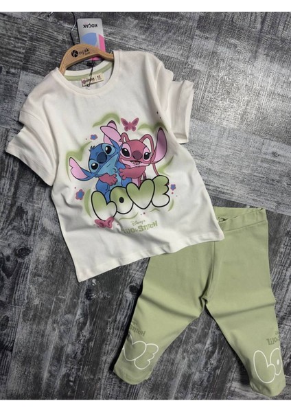 Love Baskılı Kapri Tayt Kız Çocuk Takım Yeşil - 9-10 Yaş modelleri