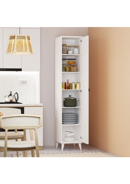 Tek Kapaklı 5 Raflı Çok Amaçlı Banyo Mutfak Kiler Dolabı