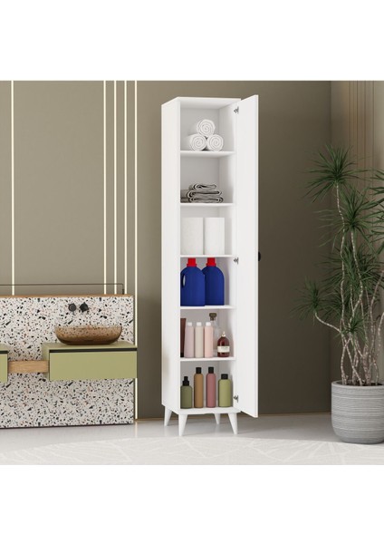 Tek Kapaklı 5 Raflı Çok Amaçlı Banyo Mutfak Kiler Dolabı