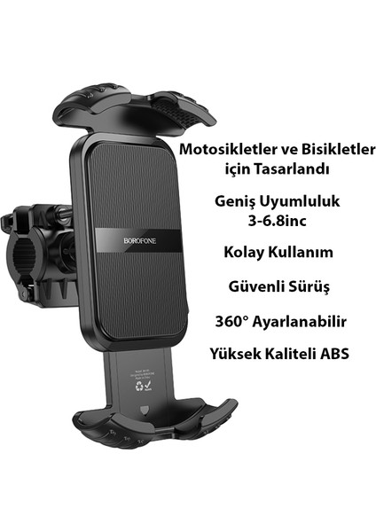 Borofone BH105 Crown Gidon Bağlantılı Bisiklet ve Motosiklet Telefon Tutucu