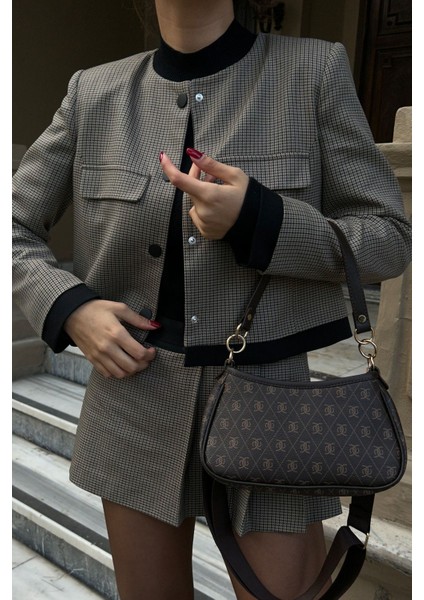 Farme Monogram Kahverengi Baget Ve Çapraz Çanta