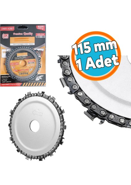 Zincirli Ahşap Testeresi 115 mm 4" Taşlama Makine Uyumlu Kesme Oyma Şekil Verme Testeresi 1 Adet