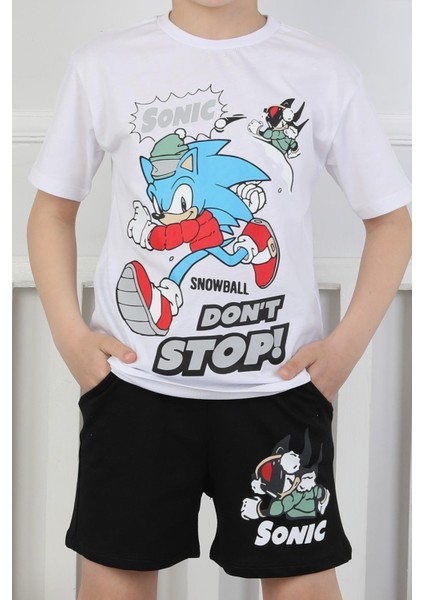 Sonic Baskılı Erkek Çocuk Şortlu Takım