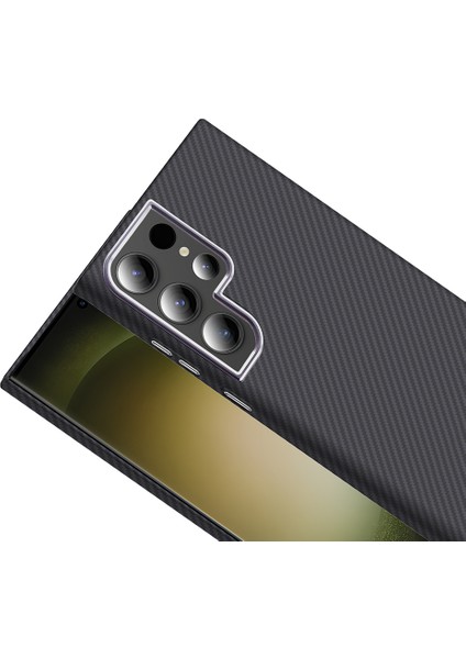 Samsung Galaxy S24 Ultra Kılıf M-Safe Şarj Özellikli Karbon Fiber Görünümlü Gros Kapak modelleri