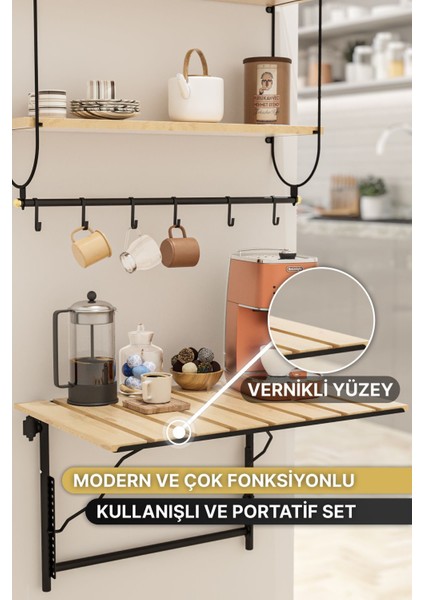 Modern Kahve Köşesi Çok Amaçlı Mutfak Dolapları 3lü Set Lüks Katlanır Mutfak Masası Düzenleyici fırsatları